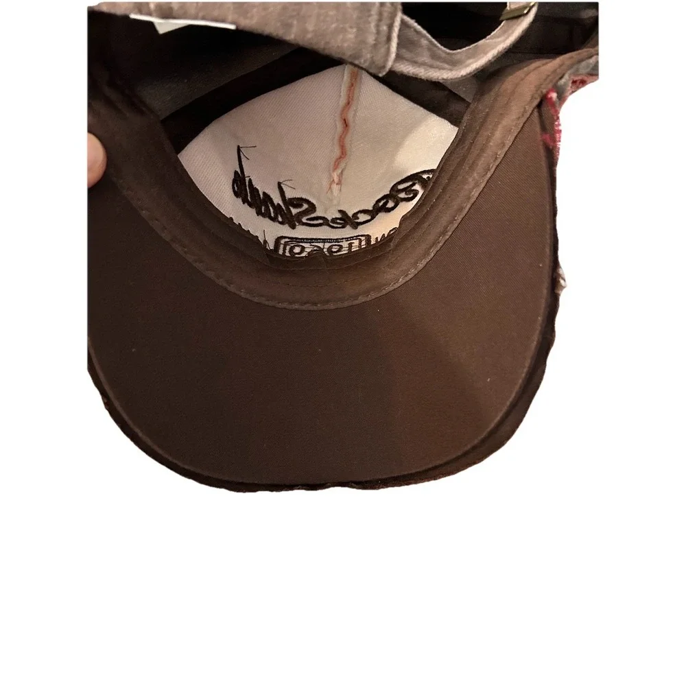 Rock Shark Baseball Hat One Size Distressed Rust Red With‎ Brown Y2K Casual Dad